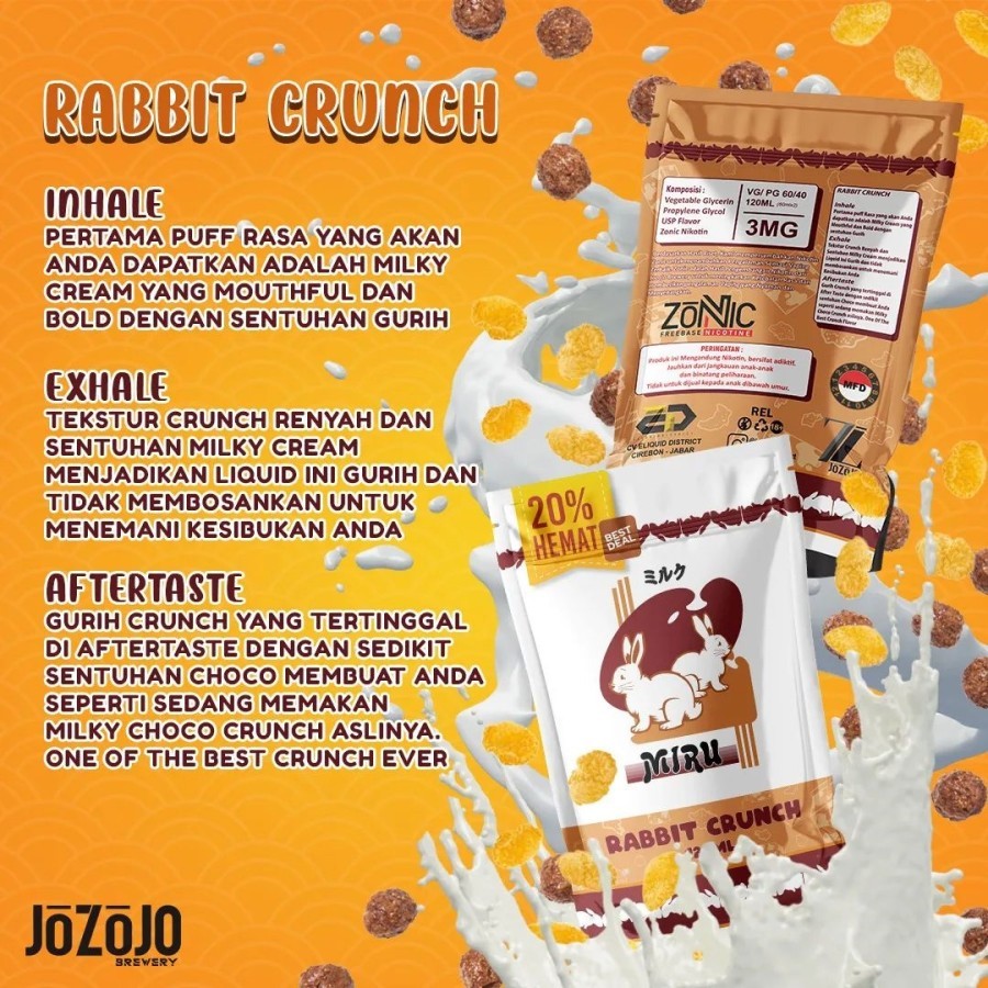 Liquid Vape Miru Rabbit Crunch Milk 1X60ML By Jozojo Brewery VAPEKU88