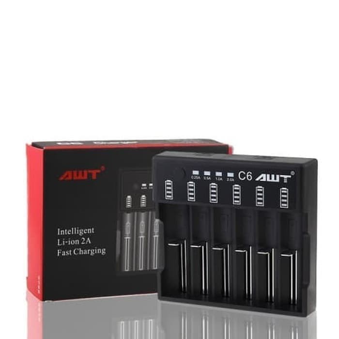 Charger AWT C6 2A 6 Slot Charger Fast Charging VAPEKU88